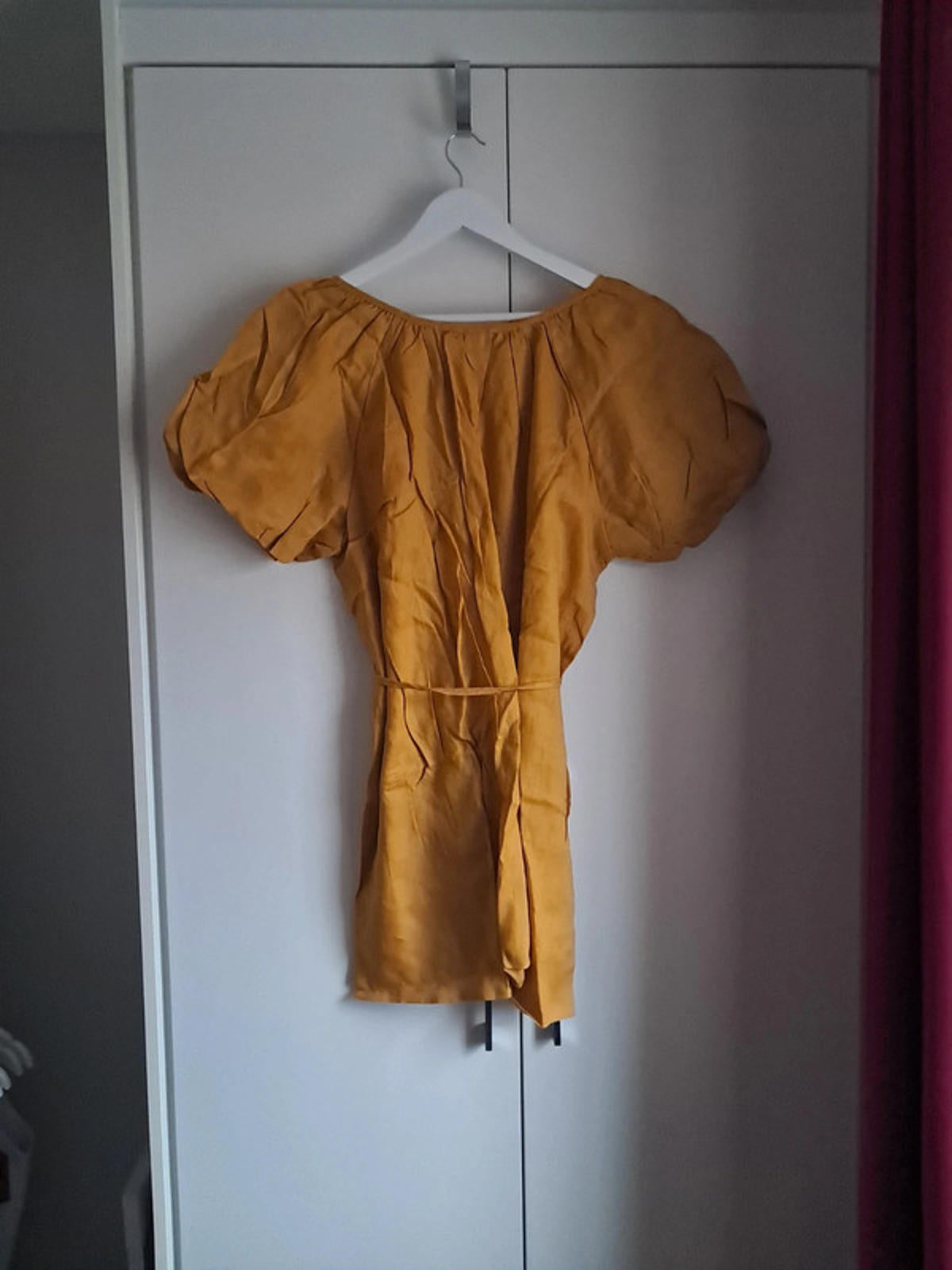 Yellow linen shirt dress