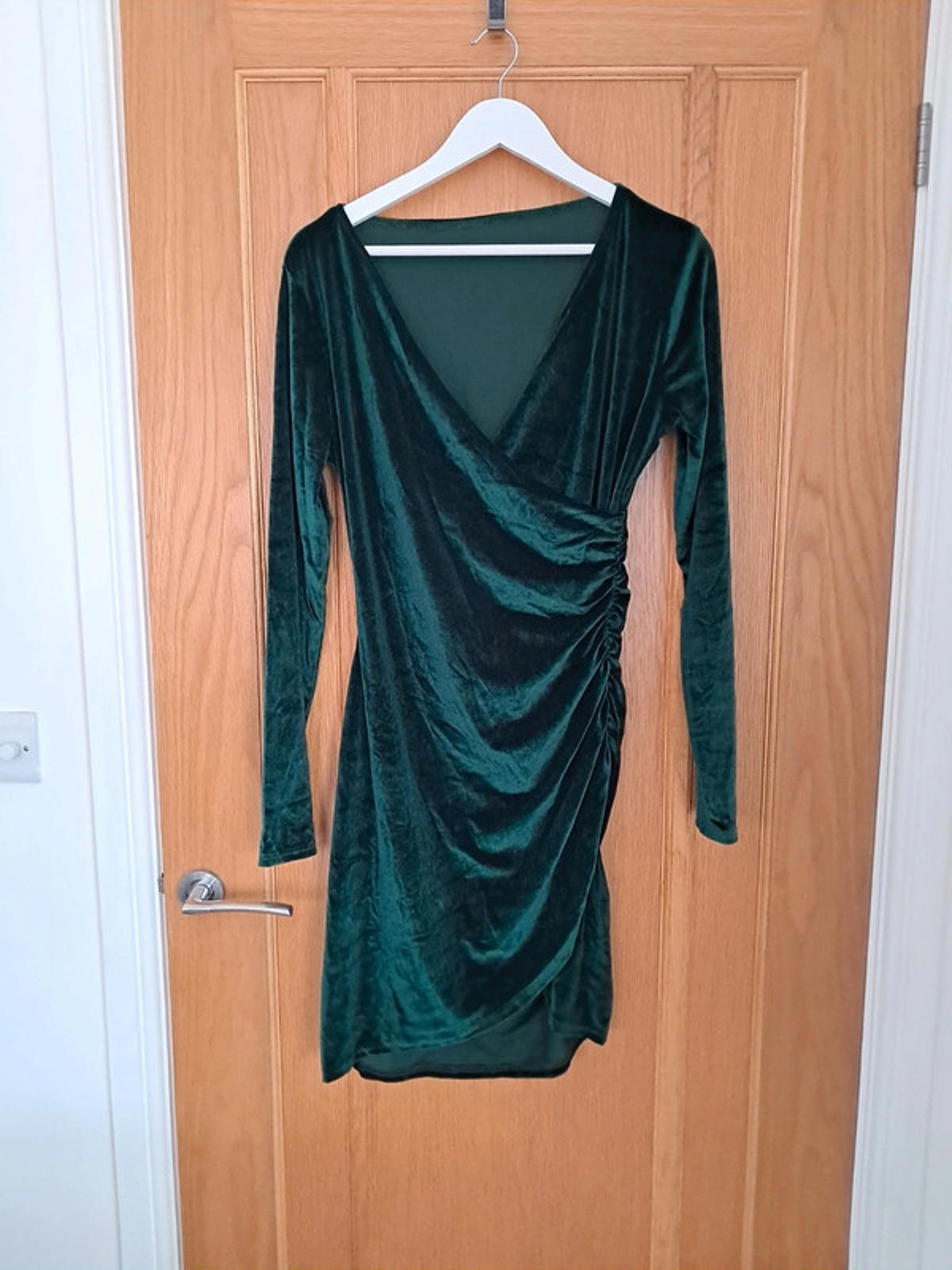 Green velvet wrap dress