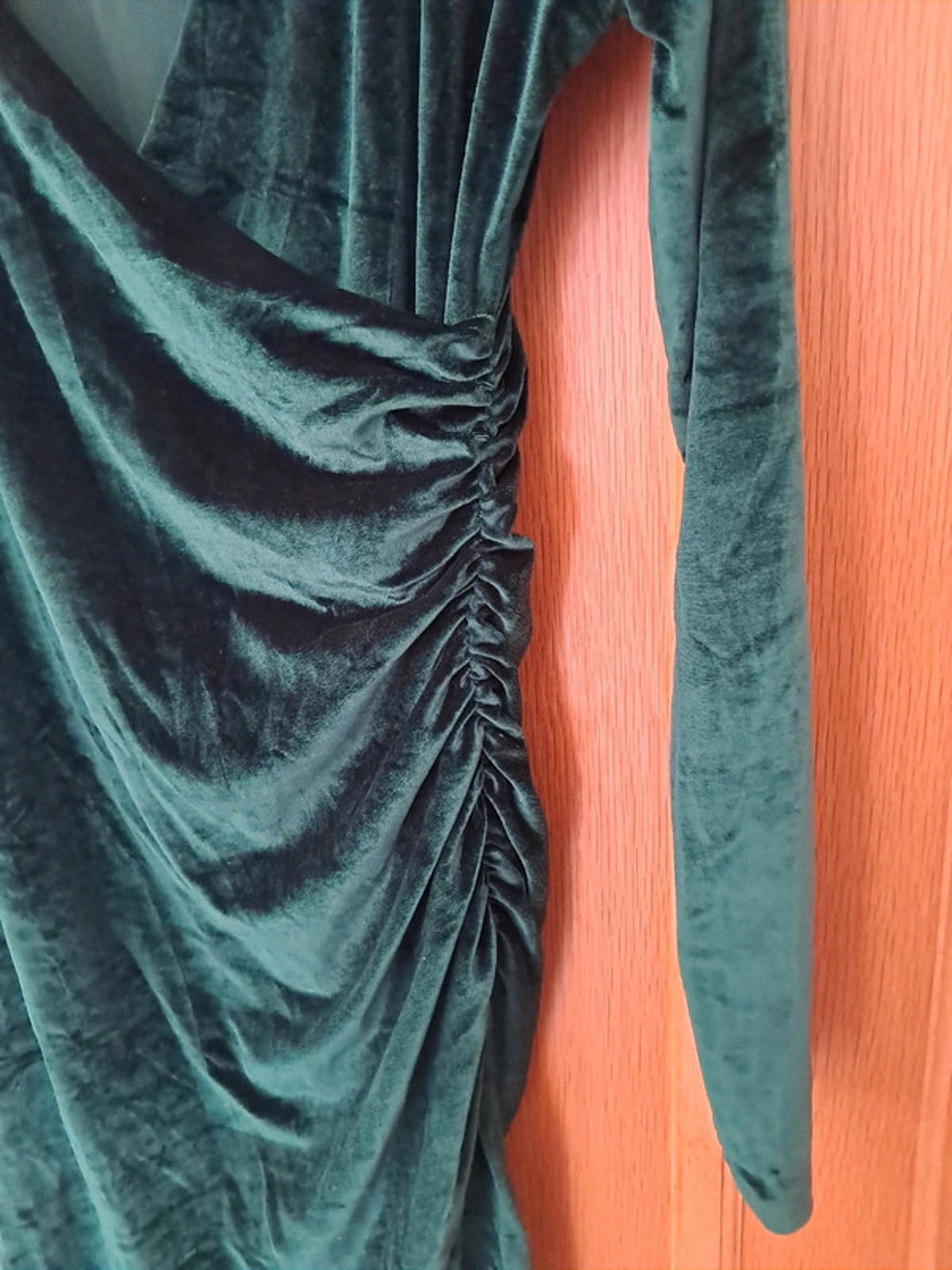 Green velvet wrap dress
