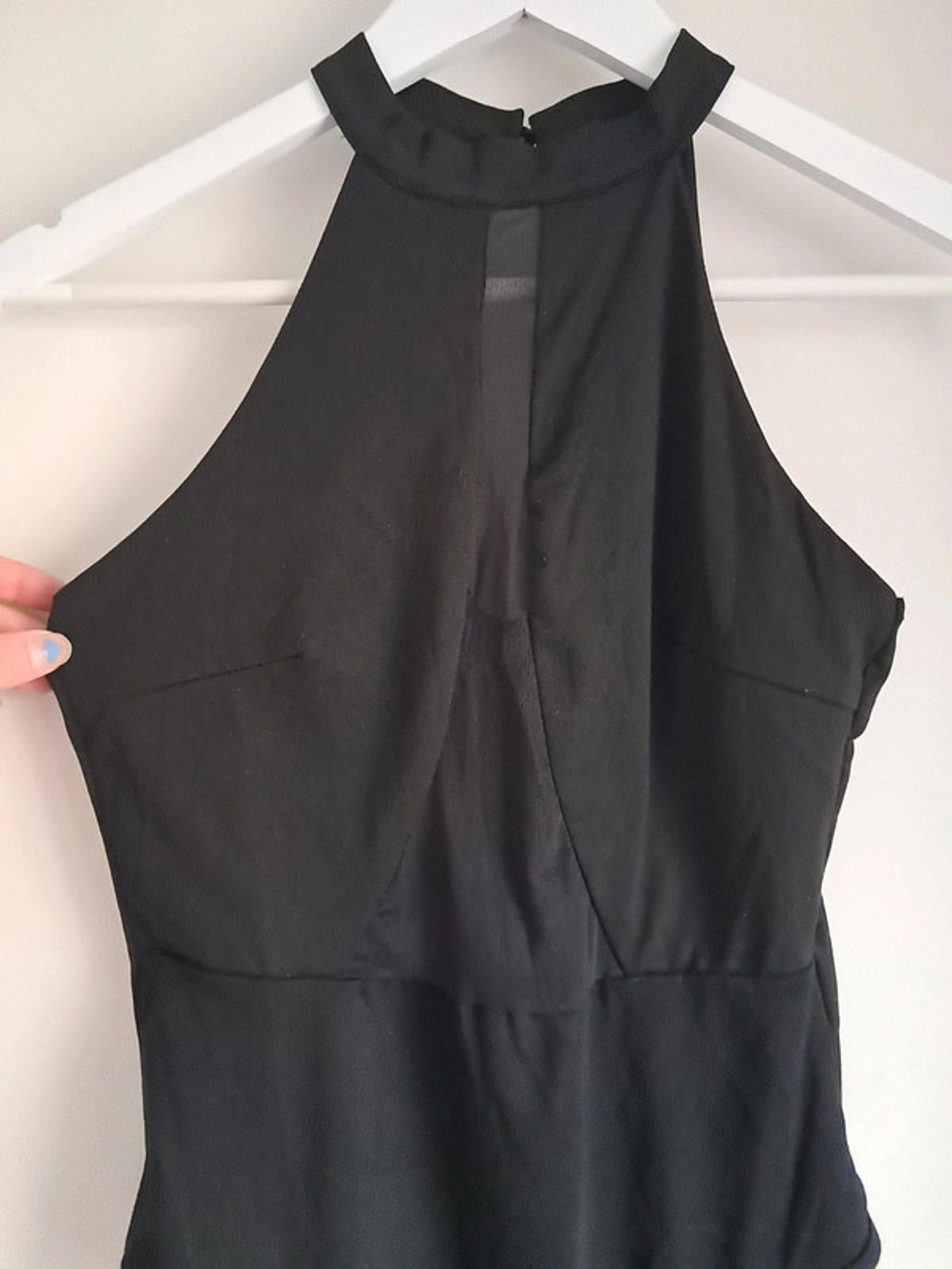 Black bodysuit with see through panel