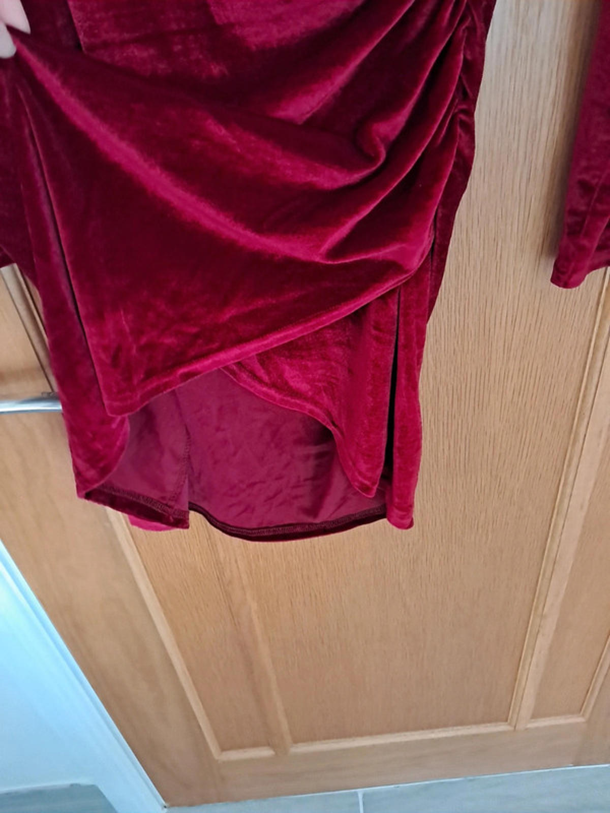Red velvet wrap dress