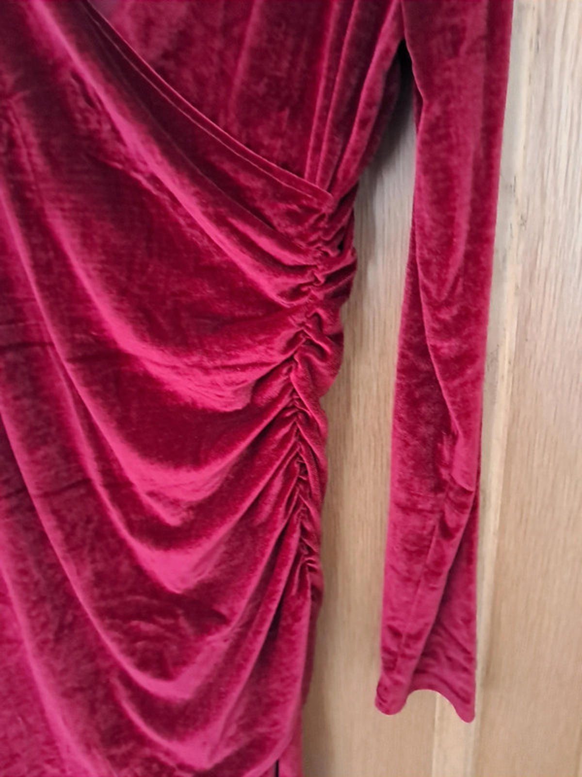 Red velvet wrap dress