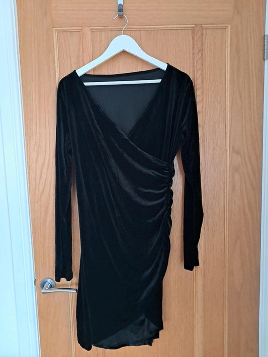 Black velvet wrap dress