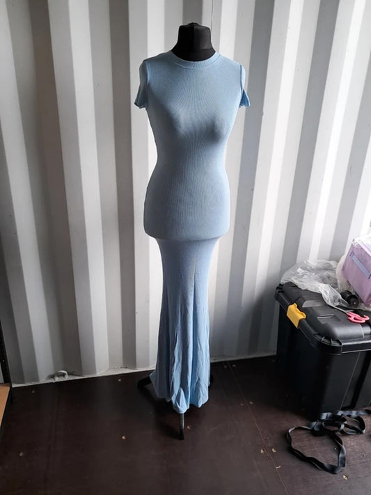 Blue short sleeve bodycon dress